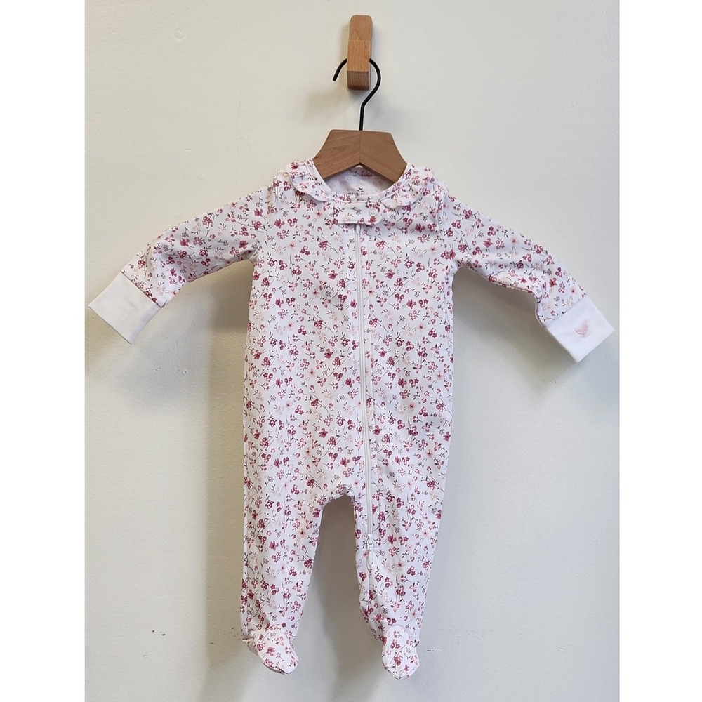 Petite Plume Newborn Baby Girl Floral Footed Pink Sleep Pajama Cotton 0-3 Months